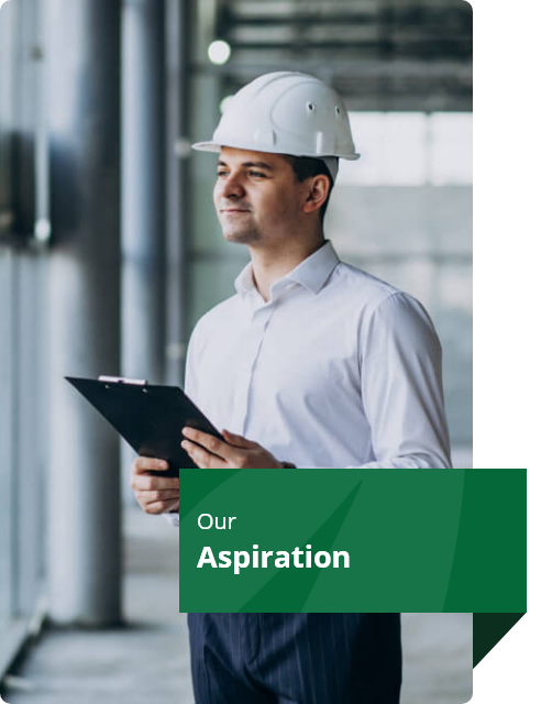 Handsome business man engineer in hard hat in a building